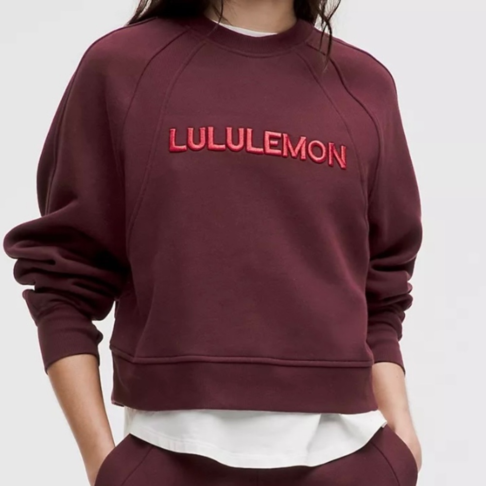 NWT lululemon Scuba Oversized Pullover Wordmark Garnet SZ M/L